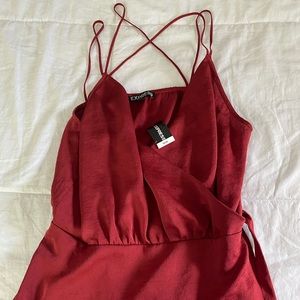 Satin going out shirt - never worn! Gorgeous Red